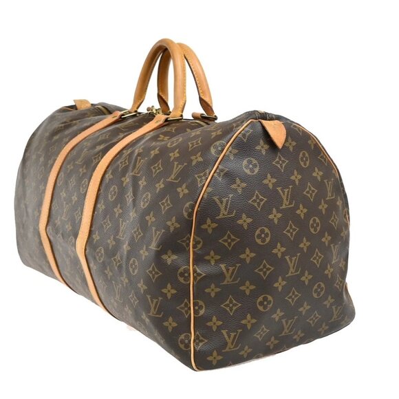LOUIS VUITTON Keepall 55 Travel Hand Bag Monogram Leather Brown - Picture 2 of 14